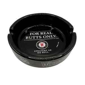 Vintage Winston‎ Ashtray Black Ceramic For Real Butts Only No Bull 1996